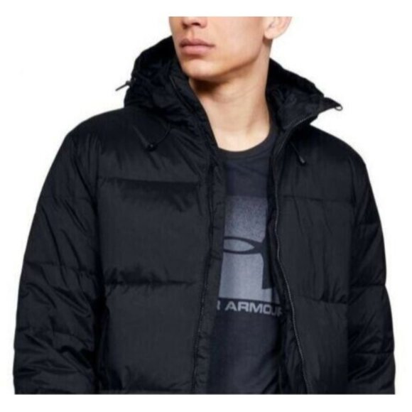 UNDER ARMOUR 1346321 001 STORM 600 Down Parka XL Coat Jacket Black Hoodie s-7711 - Picture 4 of 9